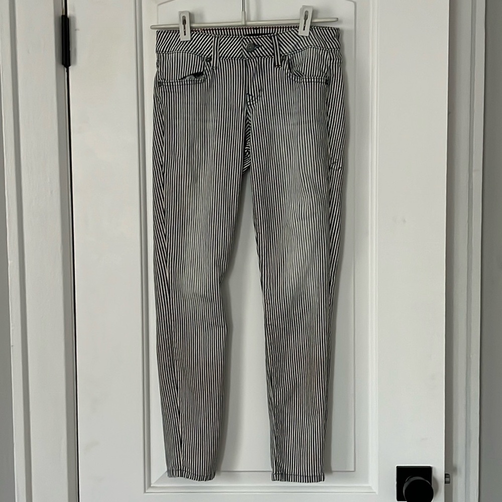 Anthropology Level 99, B+W Striped, Low Rise Skinny Jeans